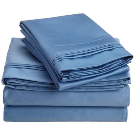 Superior  Egyptian Cotton 1500 Thread Count Solid Sheet Set  Full-Medium Blue 1500FLSH SLMB
